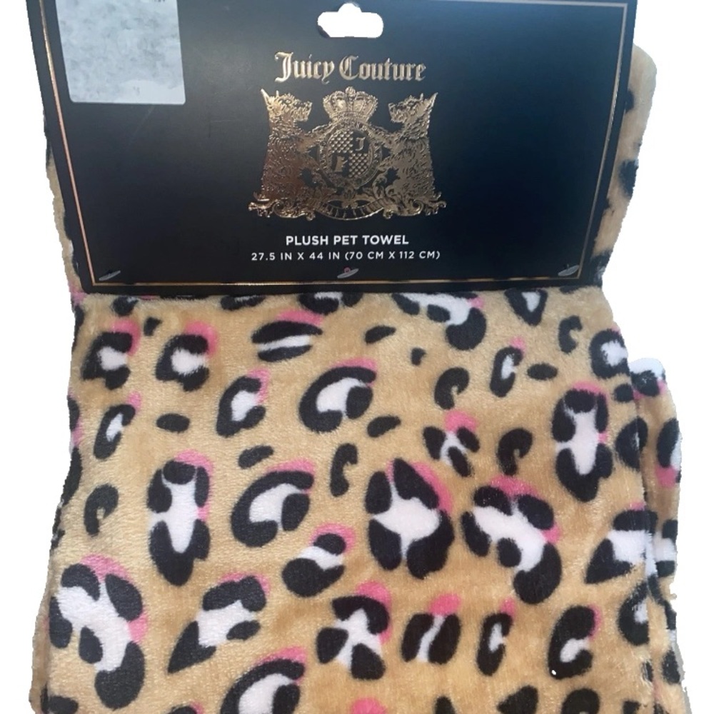Juicy Couture Plush Pet Towel Leopard Brown Pink Dog Cat 27 in. x 44 in.